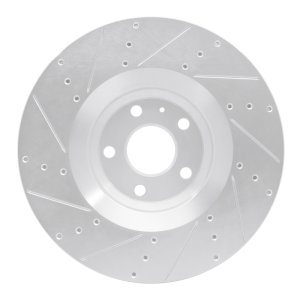 Audi TTS Quattro Brake Rotor (1) - Front Right - R1 Concepts - Drilled & Slotted - Silver - `12-`15